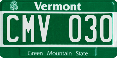 VT license plate CMV030