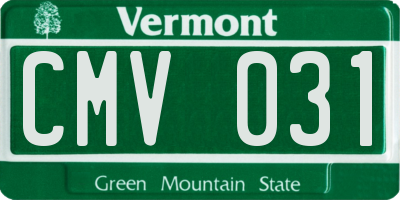 VT license plate CMV031