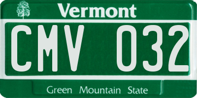 VT license plate CMV032