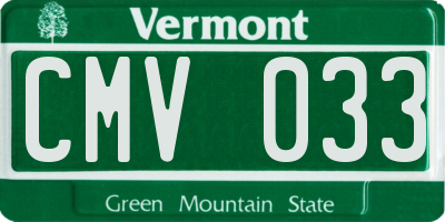 VT license plate CMV033