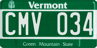 VT license plate CMV034