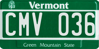 VT license plate CMV036