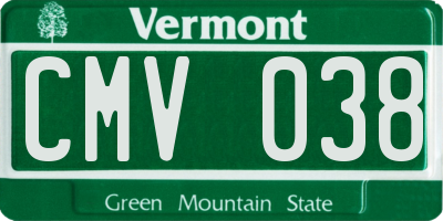 VT license plate CMV038