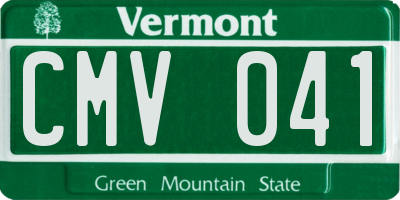 VT license plate CMV041