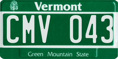 VT license plate CMV043