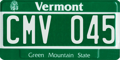 VT license plate CMV045