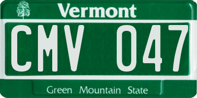 VT license plate CMV047