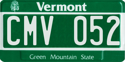 VT license plate CMV052