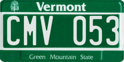VT license plate CMV053