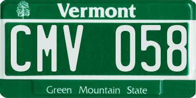 VT license plate CMV058