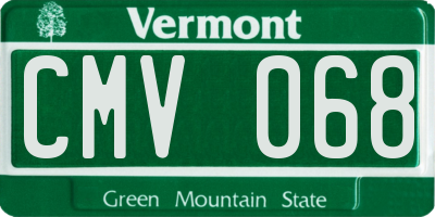 VT license plate CMV068