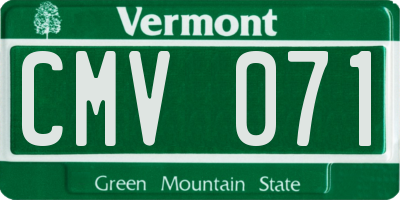 VT license plate CMV071