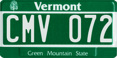 VT license plate CMV072