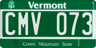 VT license plate CMV073