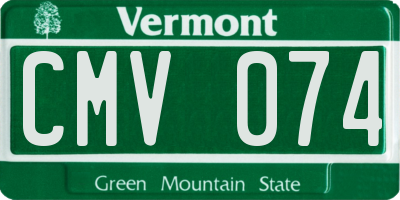 VT license plate CMV074