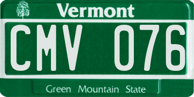 VT license plate CMV076