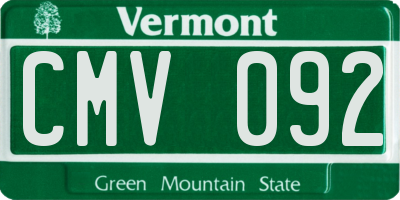 VT license plate CMV092