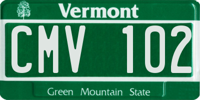 VT license plate CMV102