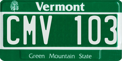VT license plate CMV103