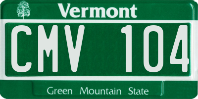 VT license plate CMV104