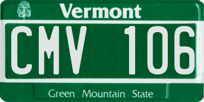 VT license plate CMV106