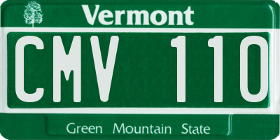VT license plate CMV110
