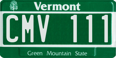 VT license plate CMV111