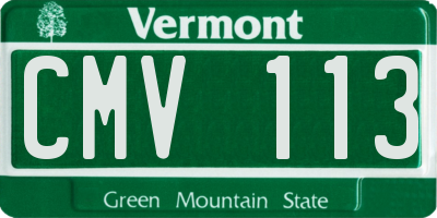 VT license plate CMV113
