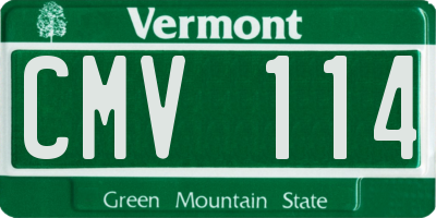 VT license plate CMV114