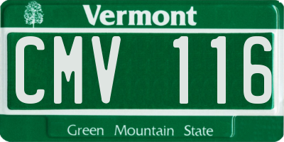 VT license plate CMV116