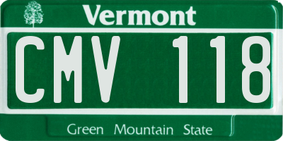 VT license plate CMV118
