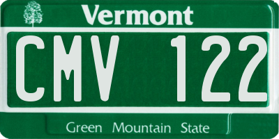 VT license plate CMV122