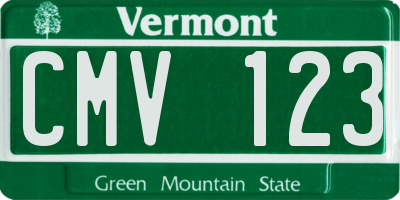 VT license plate CMV123