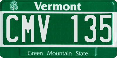 VT license plate CMV135