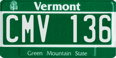 VT license plate CMV136