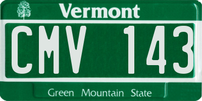 VT license plate CMV143