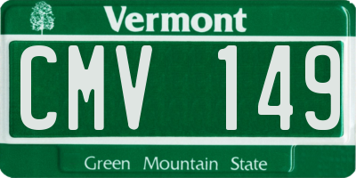 VT license plate CMV149