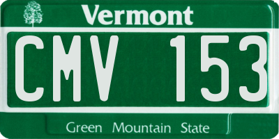 VT license plate CMV153