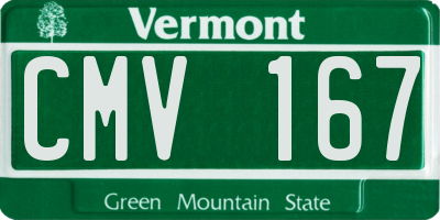 VT license plate CMV167