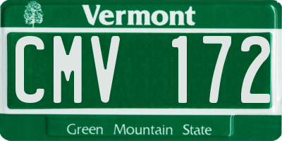VT license plate CMV172