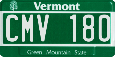 VT license plate CMV180