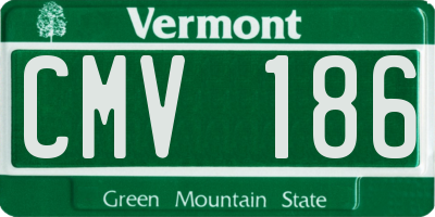 VT license plate CMV186