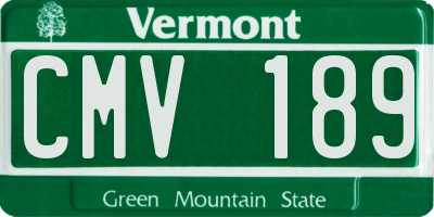 VT license plate CMV189