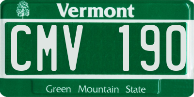 VT license plate CMV190