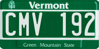 VT license plate CMV192