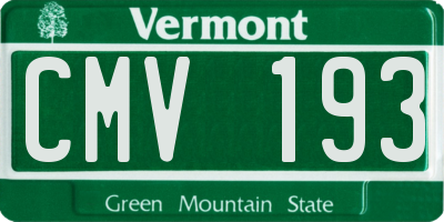 VT license plate CMV193