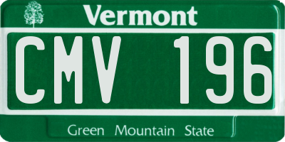 VT license plate CMV196
