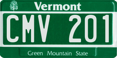 VT license plate CMV201