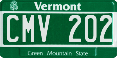 VT license plate CMV202