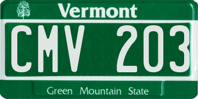VT license plate CMV203